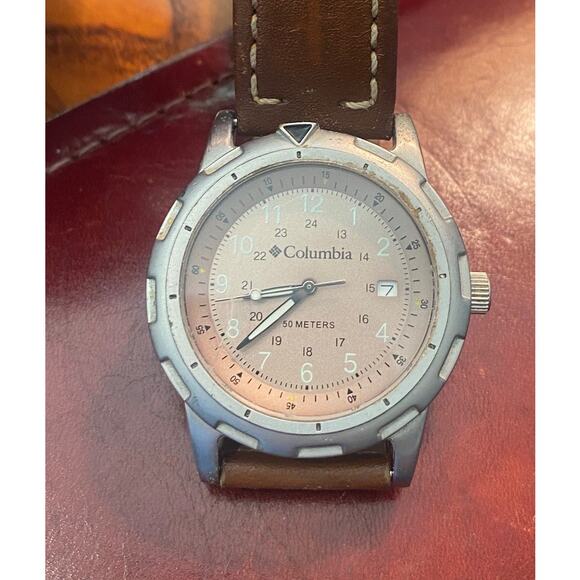 VTG Columbia 38mm Watch, Gun Metal Tone, WR to 50M, Stainless Steel Case,Date - Picture 3 of 4